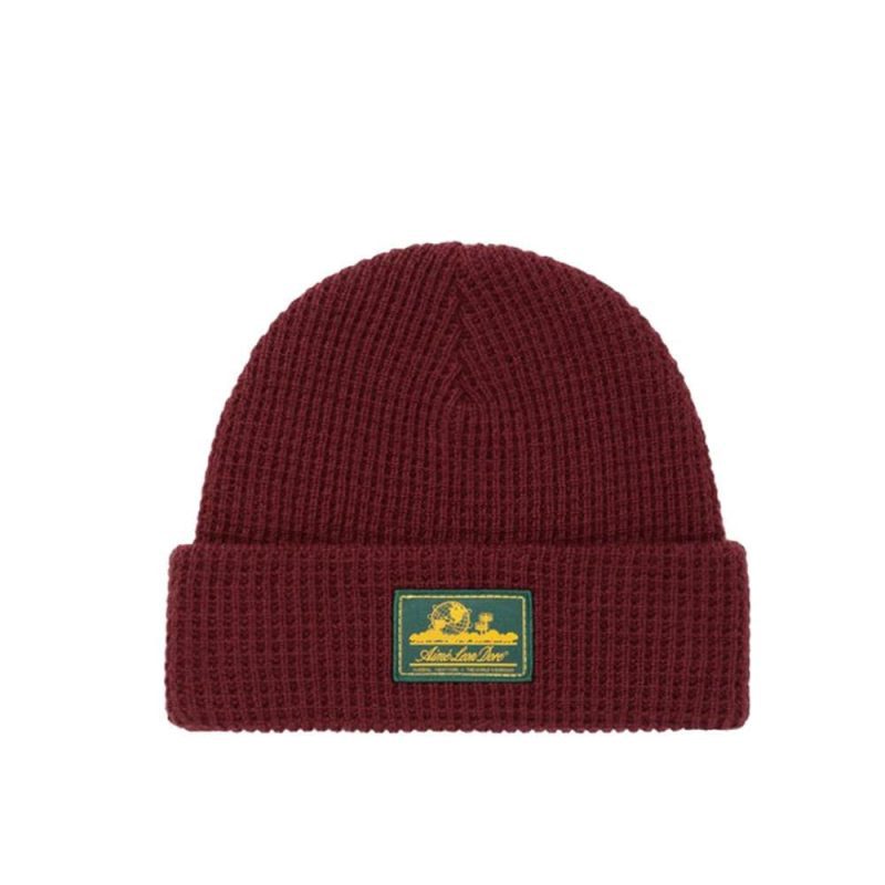 aime waffle beanie burgundy