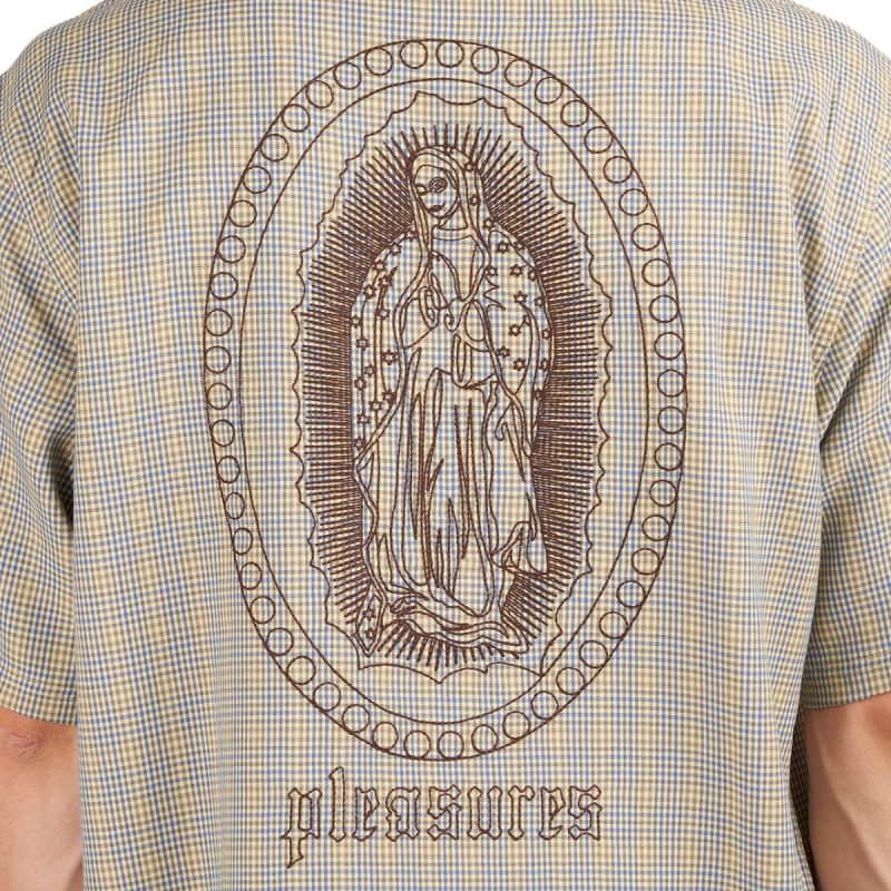 pleasures blessed button down shirt grun 292444