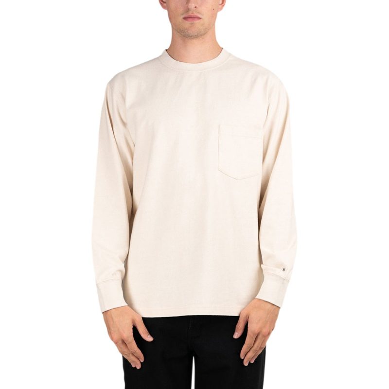 snow peak recycled cotton long sleeve t shirt beige 429387