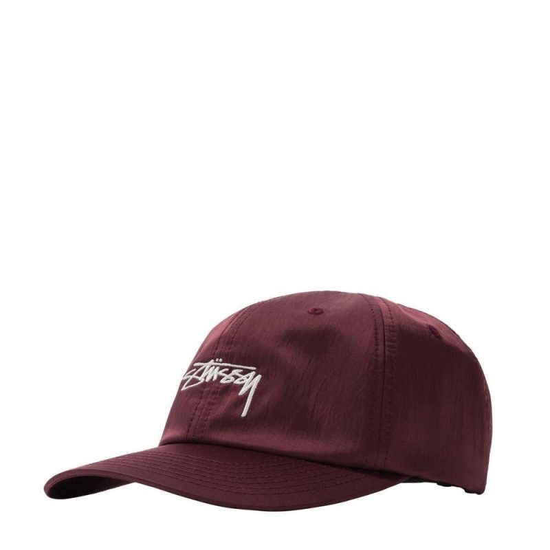 stussy lined nylon low pro cap bordeaux 222347